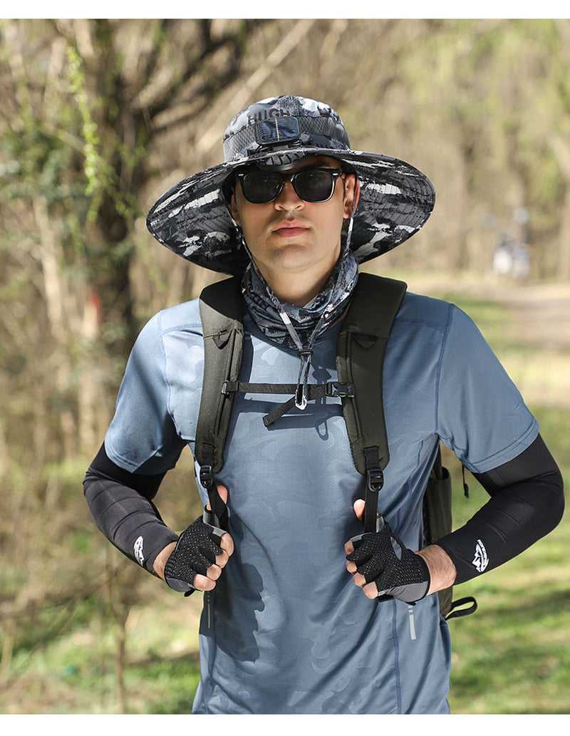 Outdoor Solar Rechargeable Wide Brim Fan Hat