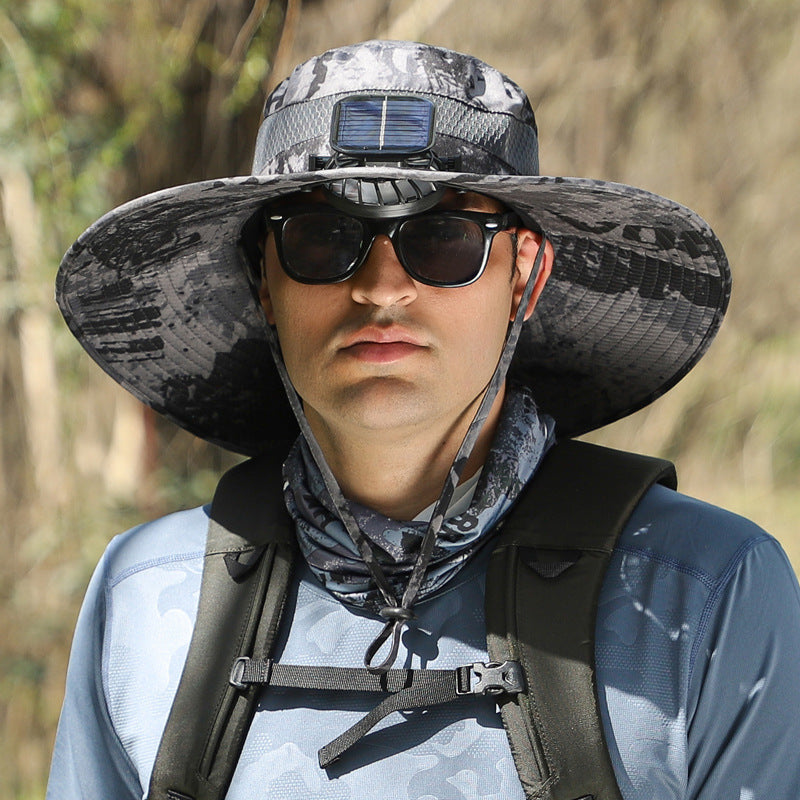 Outdoor Solar Rechargeable Wide Brim Fan Hat