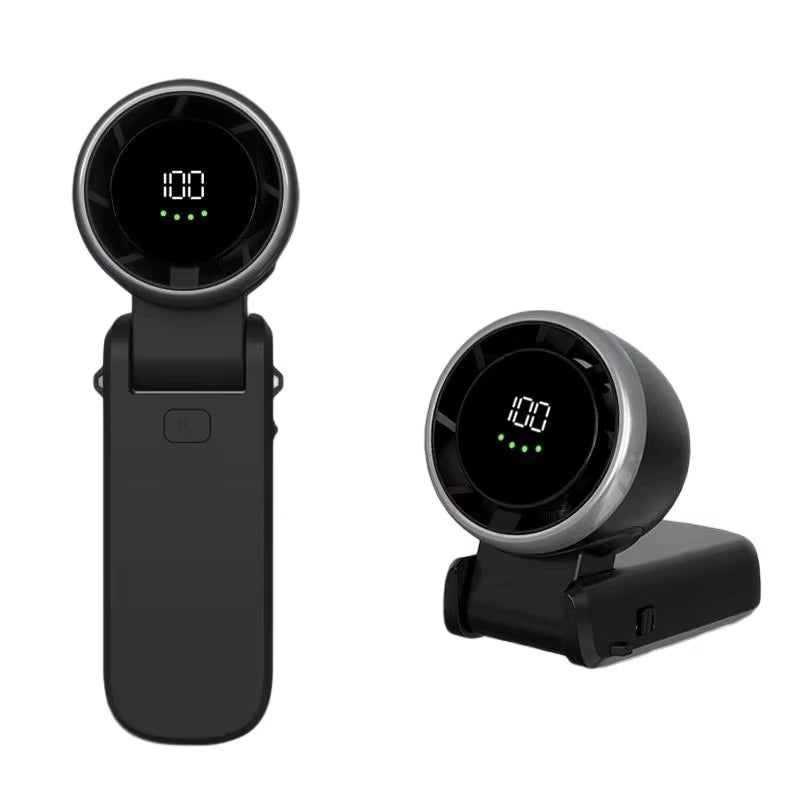 2025 New Hanging Neck Outdoor 180 Degree Folding Desktop Mini Fan Hand-Held Folding High-Speed Powerful Turbo Fan