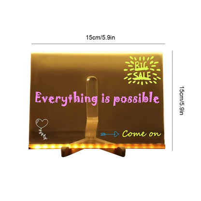 Light up Dry Erase Board LED Letter Message Board with 7 Colorful Pens with Light Acrylic Drawing Board for Office School Home
